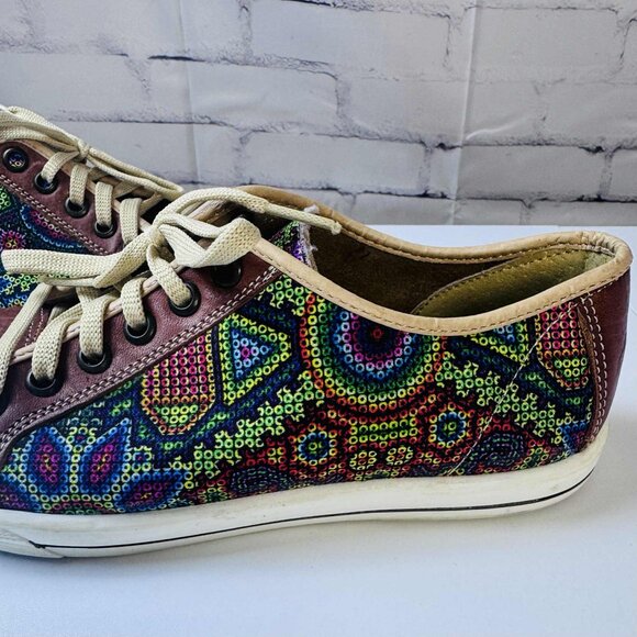 Colorful Mandala Boho Sneakers – Handmade Mexican Style – Women's Size ~8 - Picture 5 of 8